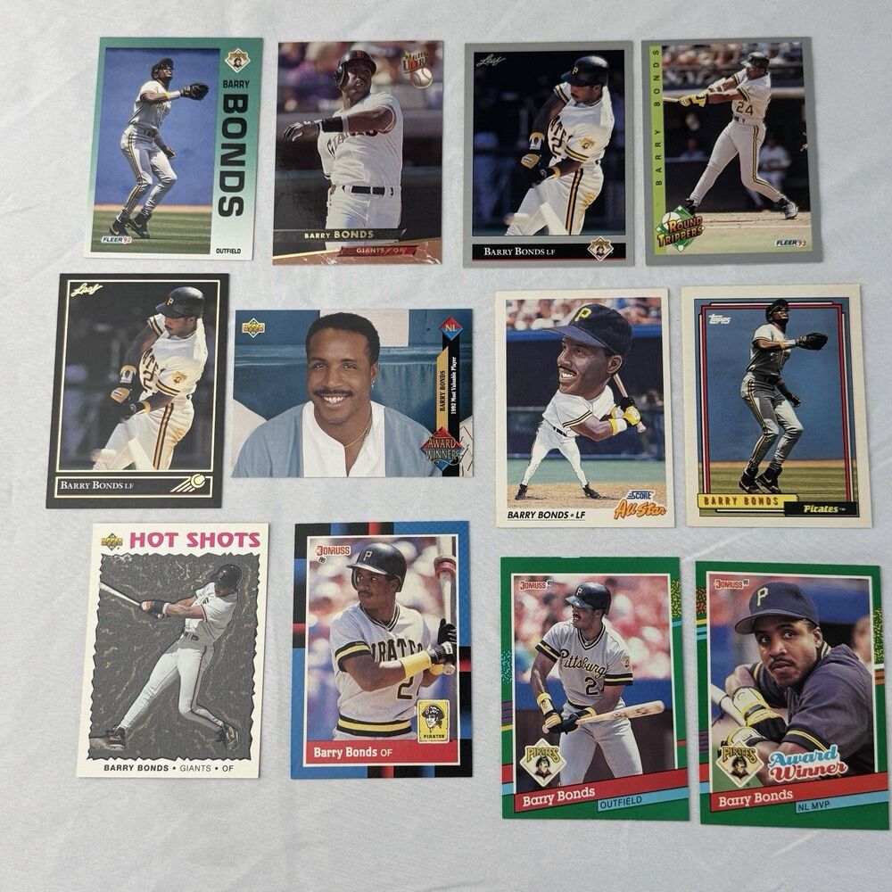 Barry Bonds 12 Card Lot NM With 1993 Upper Deck Hot Shots Award Winners Ultra